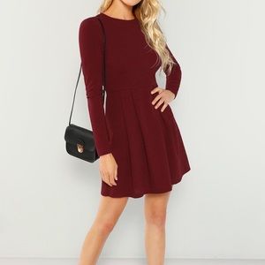 BRAND NEW burgundy fit & flare dress with shimmer